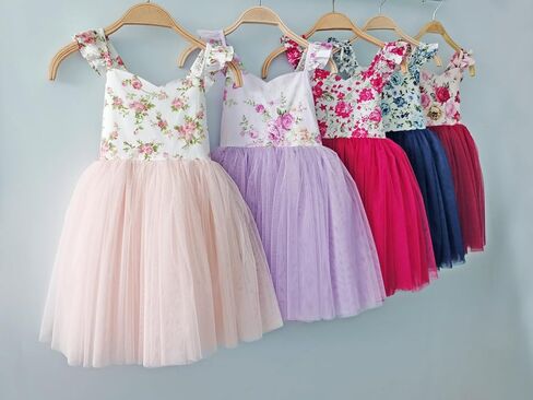 Toddler Girls Dress Summer Floral Tulle Tea Party Easter Birthday Tutu Sundress in Saudi Arabia