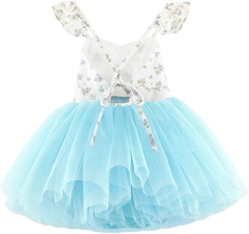 Toddler Girls Dress Summer Floral Tulle Tea Party Easter Birthday Tutu Sundress in Saudi Arabia