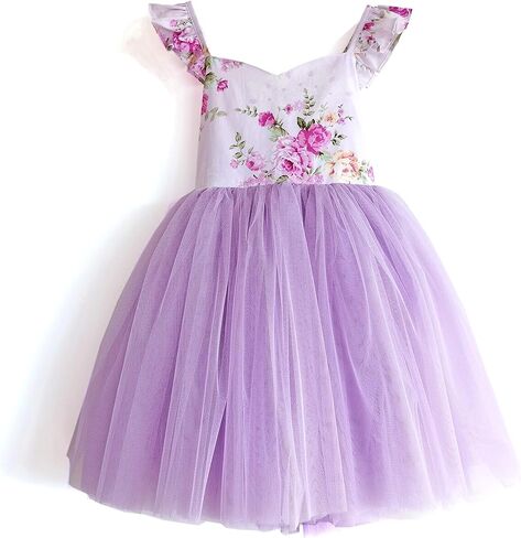 Toddler Girls Dress Summer Floral Tulle Tea Party Easter Birthday Tutu Sundress in Saudi Arabia