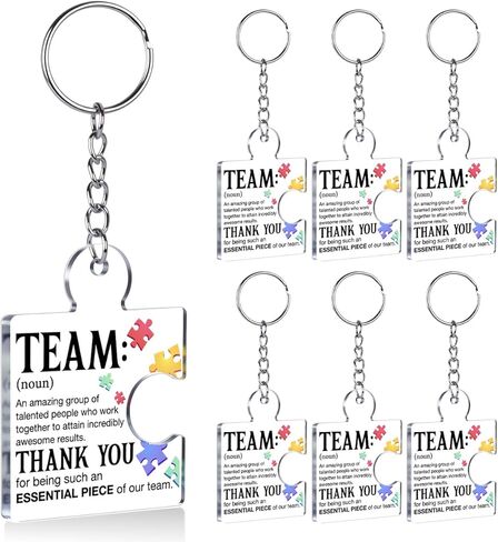 Team Appreciation Gifts for Coworkers Employee, Set of 12 Bulk Cheer Gifts Best Team Christmas Gift for Staff Colleagues Teacher Volunteer Nurse Acrylic Puzzle Piece Keychains in Saudi Arabia