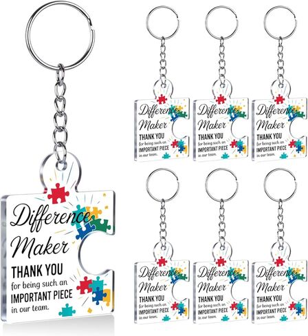Team Appreciation Gifts for Coworkers Employee, Set of 12 Bulk Cheer Gifts Best Team Christmas Gift for Staff Colleagues Teacher Volunteer Nurse Acrylic Puzzle Piece Keychains in Saudi Arabia