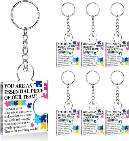 Team Appreciation Gifts for Coworkers Employee, Set of 12 Bulk Cheer Gifts Best Team Christmas Gift for Staff Colleagues Teacher Volunteer Nurse Acrylic Puzzle Piece Keychains in Saudi Arabia