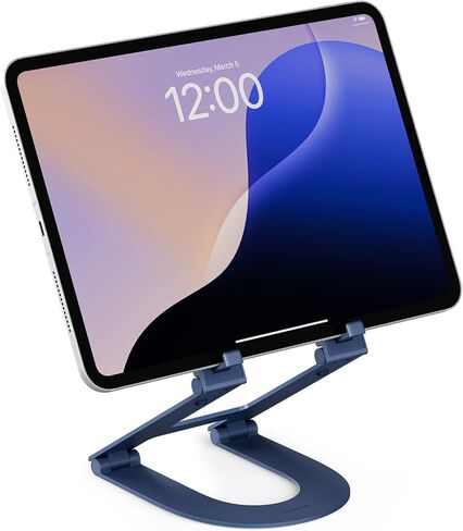 Twelve South Curve Mini - حامل كمبيوتر لوحي قابل للطي وقابل للتعديل للمكتب - حامل iPad/الكمبيوتر اللوحي من الألومنيوم الفاخر مع مفصلات متعددة الزوايا، وسادات مضادة للانزلاق - مثالي للمنزل والمكتب واستخدام السفر والأردواز in Saudi Arabia