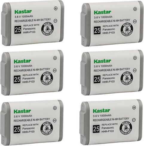 Kastar 1-Pack HHR-P103 استبدال بطارية باناسونيك KX-TG2383BP KXTG2383BP KX-TG2383PK KXTG2383PK KX-TG2383S KXTG2383S KX-TG2720 KXTG2720 KX-TGA230 KXTGA230 KX-TGA230B KXTGA230B KX-TGA230S in Kuwait
