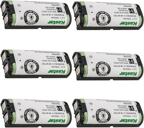 Kastar 6-Pack HHR-P105 Battery Replacement for Panasonic HHR-P105 HHRP105 Type 31, Panasonic KX-TGA241 KXTGA241 KX-TGA570 KXTGA570 KX-TGA670 KXTGA670 KX246 KX5766 KX-FG2451 KX-TG670 KX-TG2424 Hanset in Kuwait