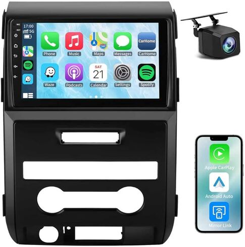 Plug and Play 4G+64G Android 15 Car Stereo for Ford F150 2009-2014, Wireless Carplay Android Auto 9 inch QLED 1280 * 800 Touchscreen Car Radio Replacement with GPS Bluetooth WiFi Backup Camera in Kuwait