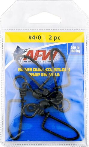 AFW Brass Dual Coastlock Snap Fishing Swivels - Big Game Fishing Essentials with High Strength Wire Snaps & Smooth Crane Swivel for Fluid Motion - Perfect Fishing Swivels & Snaps Combo in Kuwait