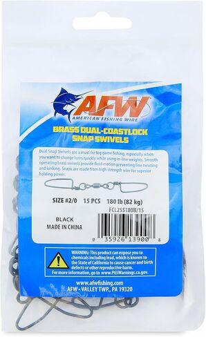 AFW Brass Dual Coastlock Snap Fishing Swivels - Big Game Fishing Essentials with High Strength Wire Snaps & Smooth Crane Swivel for Fluid Motion - Perfect Fishing Swivels & Snaps Combo in Kuwait