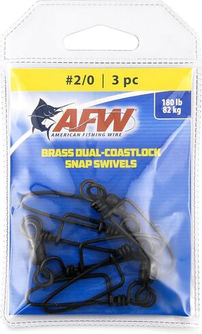 AFW Brass Dual Coastlock Snap Fishing Swivels - Big Game Fishing Essentials with High Strength Wire Snaps & Smooth Crane Swivel for Fluid Motion - Perfect Fishing Swivels & Snaps Combo in Kuwait