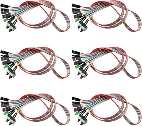 6PCS Desktop Computer Switch Cable 65cm/26inch Dual Light Dual Switch Motherboard Power Button Reset Cable in Saudi Arabia