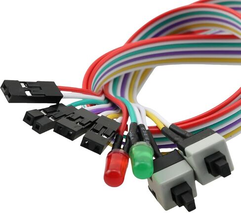 6PCS Desktop Computer Switch Cable 65cm/26inch Dual Light Dual Switch Motherboard Power Button Reset Cable in Saudi Arabia