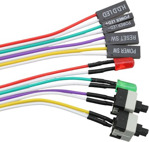 6PCS Desktop Computer Switch Cable 65cm/26inch Dual Light Dual Switch Motherboard Power Button Reset Cable in Saudi Arabia