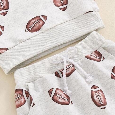 Toddler Baby Boy Football Outfits Rugby Sweatshirt Jogger Pants Set Infant Fall Winter Game Day Clothes in Saudi Arabia
