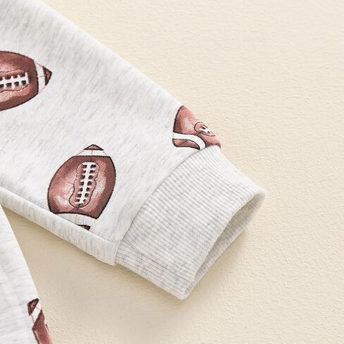 Toddler Baby Boy Football Outfits Rugby Sweatshirt Jogger Pants Set Infant Fall Winter Game Day Clothes in Saudi Arabia