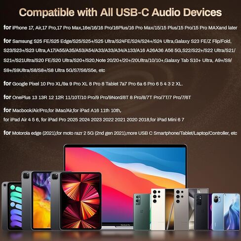 3 قطع من سماعات الأذن السلكية USB C، ميكروفون سماعات الرأس وعزل الضوضاء والتحكم في مستوى الصوت، سماعات داخل الأذن متوافقة مع iPhone 17/16/15 Pro Max/Galaxy S25 S24 S23 Ultra in Kuwait