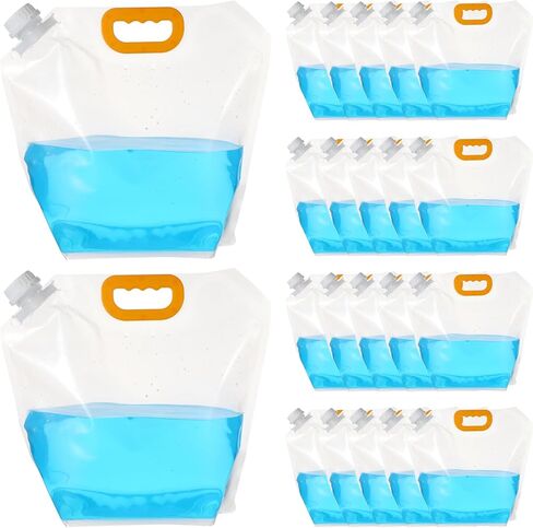 20 Pcs 1.3 Gallon Collapsible Water Emergency Container Bag 26 Gallon Freezable BPA Free Food Grade Clear Plastic Storage Foldable Bottle for Camping Riding in Saudi Arabia