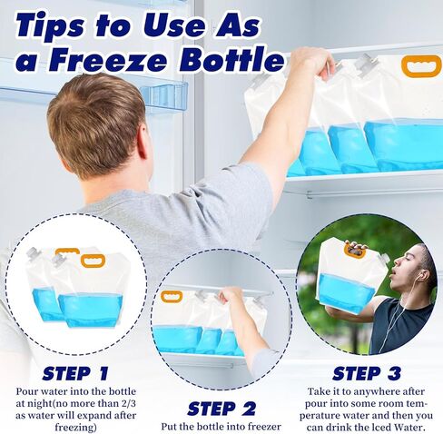 20 Pcs 1.3 Gallon Collapsible Water Emergency Container Bag 26 Gallon Freezable BPA Free Food Grade Clear Plastic Storage Foldable Bottle for Camping Riding in Saudi Arabia
