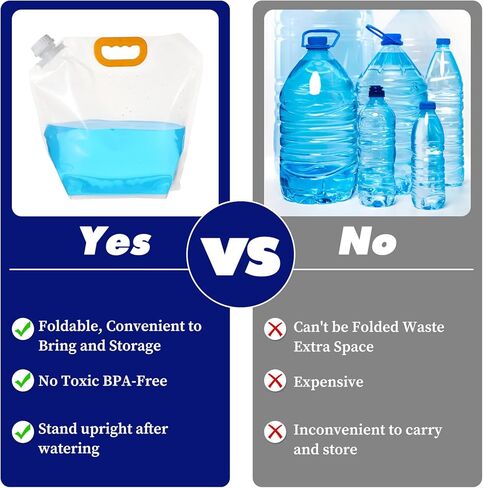 20 Pcs 1.3 Gallon Collapsible Water Emergency Container Bag 26 Gallon Freezable BPA Free Food Grade Clear Plastic Storage Foldable Bottle for Camping Riding in Saudi Arabia