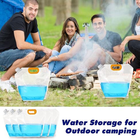 20 Pcs 1.3 Gallon Collapsible Water Emergency Container Bag 26 Gallon Freezable BPA Free Food Grade Clear Plastic Storage Foldable Bottle for Camping Riding in Saudi Arabia