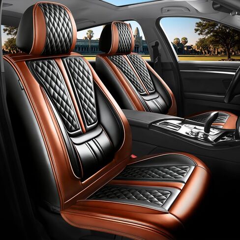 أغطية مقاعد السيارة متوافقة مع Ford Fusion 2007-2017 2018 2019 2020. تغطية كاملة من الجلد المقاوم للماء، متوافق مع الوسادة الهوائية، واقي وسادة المقعد لجميع الأحوال الجوية (مجموعة كاملة، أسود) in Kuwait