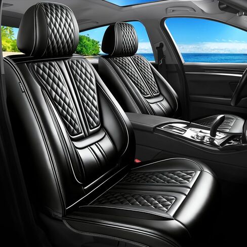 Fit Maverick Car Seat Covers Compatible with Ford Maverick 2022-2024 2025 2026.Full Coverage Waterproof Leather,Compatible with Airbag,All - Weather Seat Cushion Protector(Full Set, Black) in Saudi Arabia