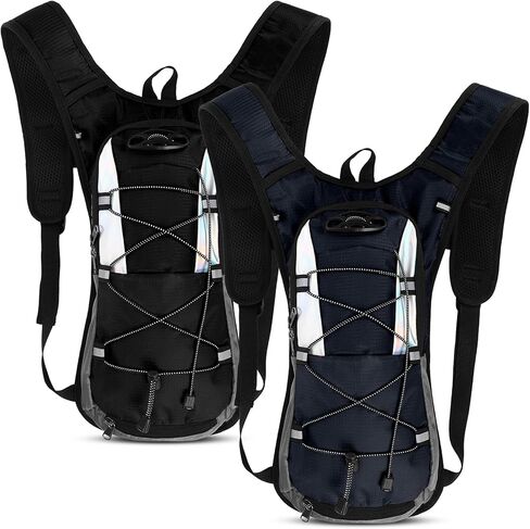Sadnyy 2 Pcs Hydration Backpack Hiking Water Backpack for Women Men, Lightweight Cycling Daypack with Helmet Net Bag, Reflective Hydration Pack for Biking, Running, Skiing(Dark Blue, Black) in Saudi Arabia
