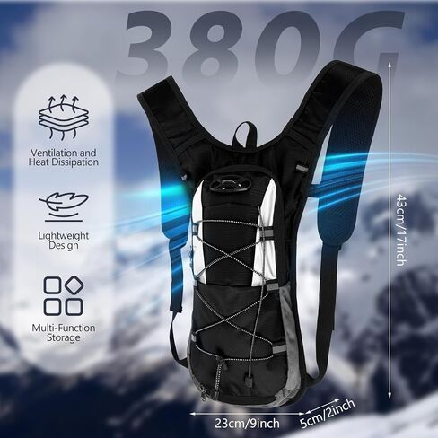 Sadnyy 2 Pcs Hydration Backpack Hiking Water Backpack for Women Men, Lightweight Cycling Daypack with Helmet Net Bag, Reflective Hydration Pack for Biking, Running, Skiing(Dark Blue, Black) in Saudi Arabia