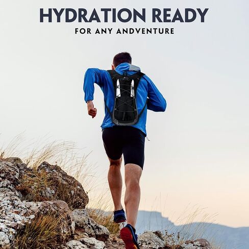 Sadnyy 2 Pcs Hydration Backpack Hiking Water Backpack for Women Men, Lightweight Cycling Daypack with Helmet Net Bag, Reflective Hydration Pack for Biking, Running, Skiing(Dark Blue, Black) in Saudi Arabia