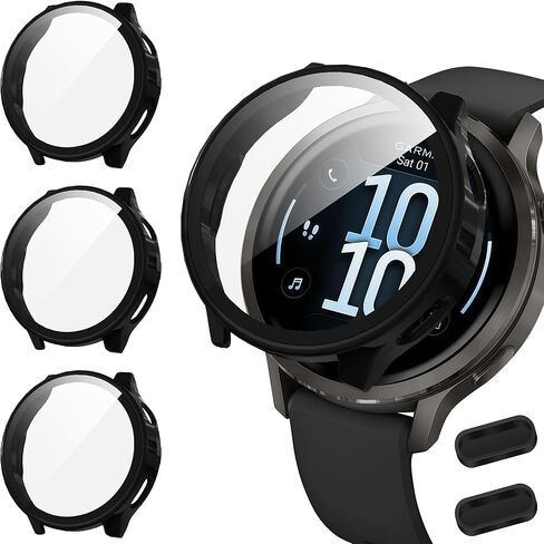 Suoman for Garmin Venu 4 45mm Screen Protector Case,HD Tempered Glass Screen Protector, Hard PC Glossy Protective Cover for Garmin Venu 4 Smartwatch (Clear 45mm) in Saudi Arabia