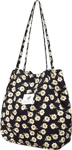 حقيبة TeeYee Corduroy Tote Bag حقائب يد كاجوال حقيبة Crossbady ذات سعة كبيرة للتسوق حقائب الكتف وحقائب العمل وحقيبة السفر | حقيبة للمتسوقين، قفل بالإطباق، جيوب متعددة، تصميم متعدد الأنماط in Kuwait