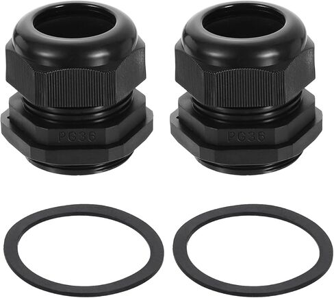 uxcell 2Pcs PG36 Nylon Cable Glands, Waterproof Cord Grip Connector with Washer, Adjustable Wire Grommet Protectors with Gaskets and Locknut for Junction Box, Black in Kuwait