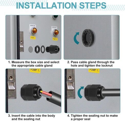 uxcell 2Pcs PG36 Nylon Cable Glands, Waterproof Cord Grip Connector with Washer, Adjustable Wire Grommet Protectors with Gaskets and Locknut for Junction Box, Black in Kuwait