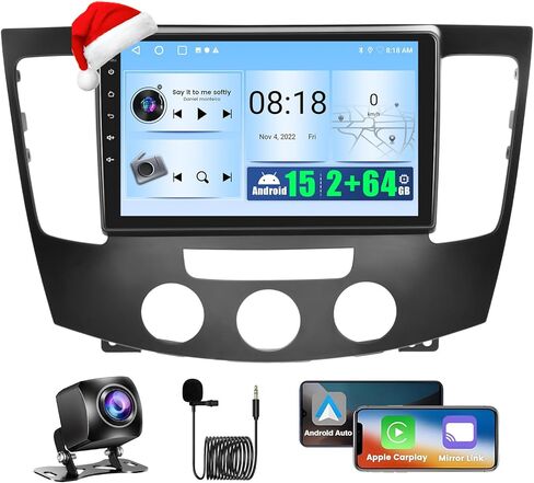 4+64GB Android 15 Car Radio for Hyundai Sonata 2009 2010 (Manual A/C) Wireless Carplay Android Auto, 9" 1280 * 720P in-Cell Screen WiFi, Backlit Buttons, Bluetooth, GPS, Backup Camera, MIC in Saudi Arabia