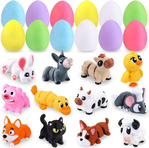 JOICEE Valentines Day Gifts Cards for Kids, 24 Pack 3D Printed Farm Animals Figurines Set with Valentine Greeting Cards Articulated Flexible Fidget Exchange Gifts for Kids Boys Girls School Classroom Party Favors Prizes Treats in Saudi Arabia