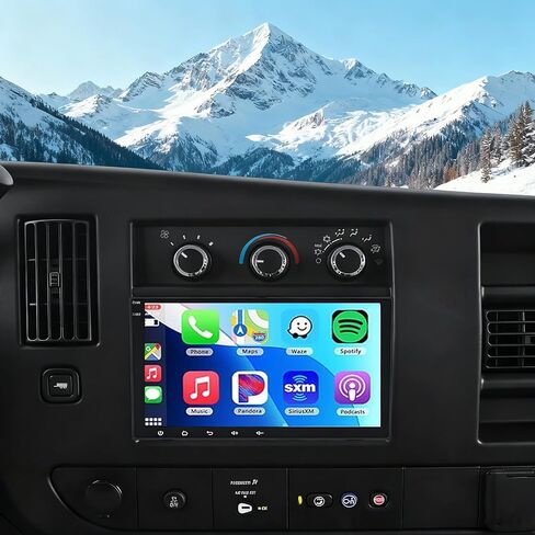 Double Din Android Car Stereo Radio for Chevrolet Express Van 2008-2019,8" Touch Screen Radio with CarPlay&Android Auto,GPS Navigation Head Unit Bluetooth WiFi FM/RDS SWC AUX-in + Backup Camera,4+64G in Saudi Arabia