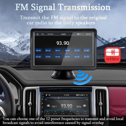 شاشة 7 بوصة HD IPS تعمل باللمس، CarPlay & Android Auto، التحكم الصوتي مع رؤية ليلية عالية الدقة وكاميرا احتياطية مقاومة للماء، التوصيل والتشغيل العالمي لجميع المركبات in Kuwait