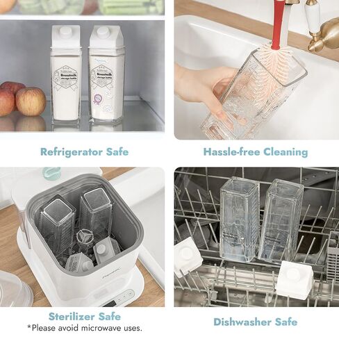 Papablic Glass Breast Milk Pitcher, 17oz 2-Pack Breastmilk Storage Containers for Pitcher Method Feeding, BPA-Free Leakproof Baby Formula & Milk Storage Bottles, Fridge Safe, Includes Cute Stickers in Saudi Arabia