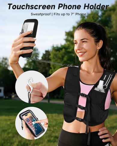 MOKURA Running Vest for Women Men, Reflective Hydration Vest with 500ML Soft Flask & Phone Holder, Lightweight Running Backpack, Adjustable Run Pack Water Bottle, Runner Hiking Essentials in Saudi Arabia