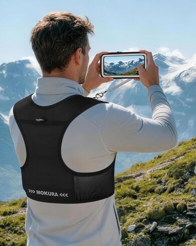 MOKURA Running Vest for Women Men, Reflective Hydration Vest with 500ML Soft Flask & Phone Holder, Lightweight Running Backpack, Adjustable Run Pack Water Bottle, Runner Hiking Essentials in Saudi Arabia
