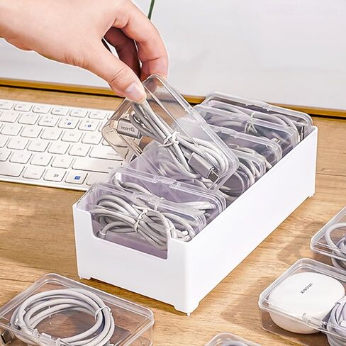 7 Inner Cases Cable Organizer Box Set,Cord Storage and Wire Management Box for Desk,USB Holder for Home and Travel in Saudi Arabia