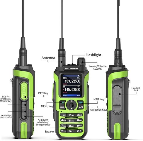 راديو Baofeng المحمول، أجهزة راديو UV-21R طويلة المدى، أجهزة اتصال لاسلكية قابلة لإعادة الشحن NOAA للطقس، هوائي تكتيكي، شاحن USB-C راديو ثنائي الاتجاه للتخييم والمشي لمسافات طويلة (عبوتان) in Kuwait