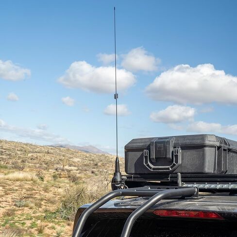 Midland MXT275 MicroMobile Two-Way GMRS Radio & MXTA26 6dB Gain Whip Antenna – Long-Range Vehicle Communication with NOAA Weather Alerts, External Antenna for Maximum Performance in Saudi Arabia