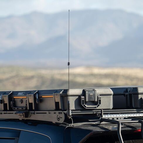 Midland MXT275 MicroMobile Two-Way GMRS Radio & MXTA26 6dB Gain Whip Antenna – Long-Range Vehicle Communication with NOAA Weather Alerts, External Antenna for Maximum Performance in Saudi Arabia