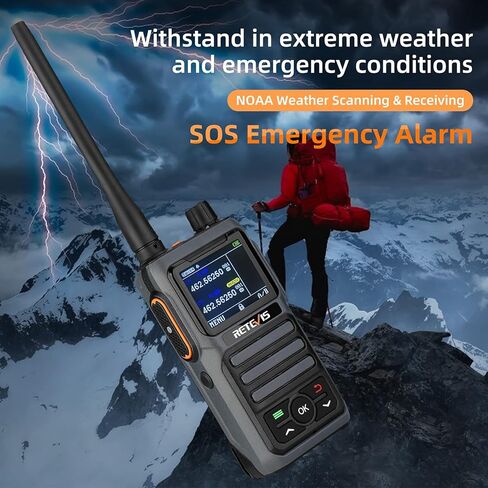 Retevis RA86 GMRS Mobile Radio, Dual Speakers NOAA High Power Transceiver, RA86 Long Range Mobile Radio (1 Pack) with Handheld RB17P Walkie Talkies (2 Packs), GMRS Communicate Kit for Jeeps in Saudi Arabia