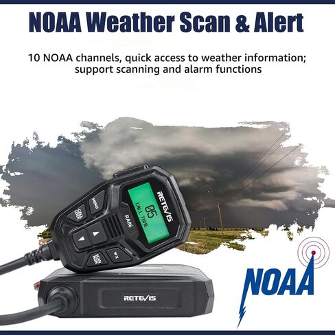 Retevis RA86 GMRS Mobile Radio, Dual Speakers NOAA High Power Transceiver, RA86 Long Range Mobile Radio (1 Pack) with Handheld RB17P Walkie Talkies (2 Packs), GMRS Communicate Kit for Jeeps in Saudi Arabia