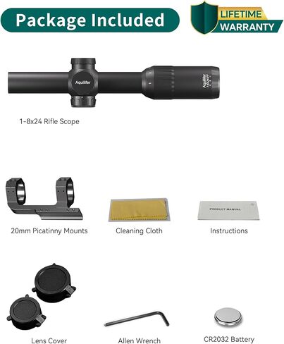 Aquilifer TP 1-8×24 LPVO Rifle Scope SFP, 11 Levels Red-Illuminated Reticle, Waterproof Fogproof Shockproof, 30mm Tube, Fully Multi-Coated Lens, Tactical/Hunting Riflescope, 20mm Mount Included in Saudi Arabia