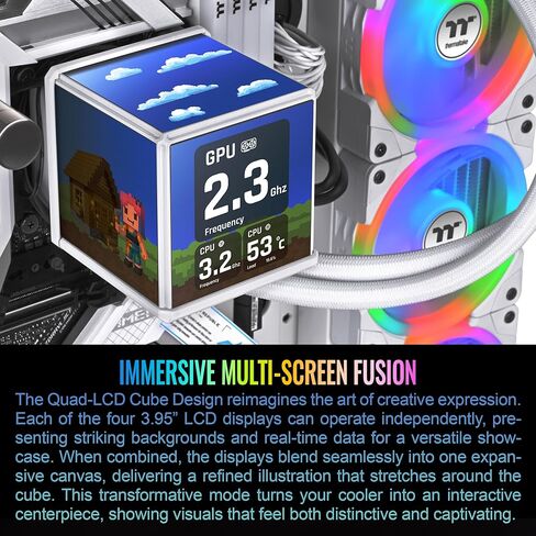 مبرد سائل Thermaltake MINECUBE 360 Ultra CPU؛ متوافق مع إنتل/إيه إم دي؛ 3 × 120 مم 500 ~ 2000 دورة في الدقيقة سوافان EX ARGB؛ MAGForce 2.0. شاشات LCD 4X 3.95 TFT؛ شفرات المروحة القابلة للتبديل؛ ثلج؛ CL-W482-PL12SW-A in Saudi Arabia