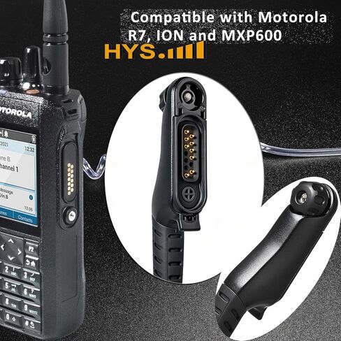 HYS Law Enforcement Acoustic Tube Earpiece for Motorola R7 ION MXP600 | Compatible with Motorola N30 N50 N70, includes left & right earmolds, clear acoustic tube, built-in mic for police radio in Saudi Arabia