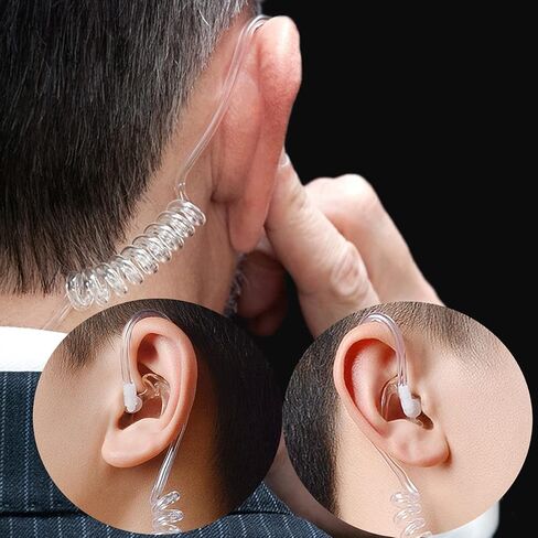 HYS Law Enforcement Acoustic Tube Earpiece for Motorola R7 ION MXP600 | Compatible with Motorola N30 N50 N70, includes left & right earmolds, clear acoustic tube, built-in mic for police radio in Saudi Arabia