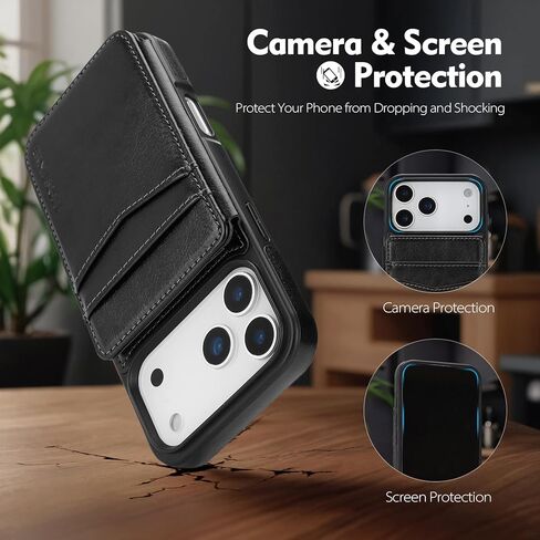 Compatible with Magsafe for iPhone 17 Pro Max Wallet Case with Card Holder,Women Men Phone Case PU Leather Kickstand Flip Protective Cover Credit Card Slots,for Apple 17 ProMax,Orange in Saudi Arabia